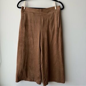 Chico’s Brown Suede Wide Leg Crop Pants Ultimate Fit Pull On Cozy